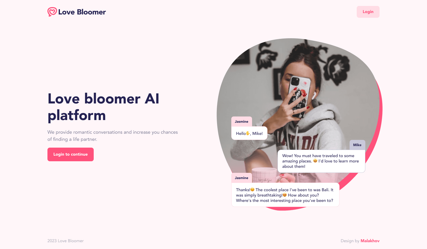 Love Bloomer landing page